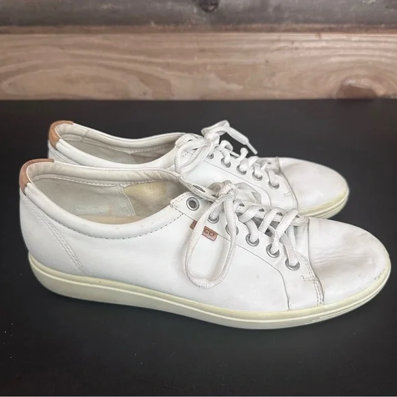 Ecco Womens Soft 7 Sneakers Shoes Cap Toe White Leather Lace Up Size 8 - Picture 4 of 10
